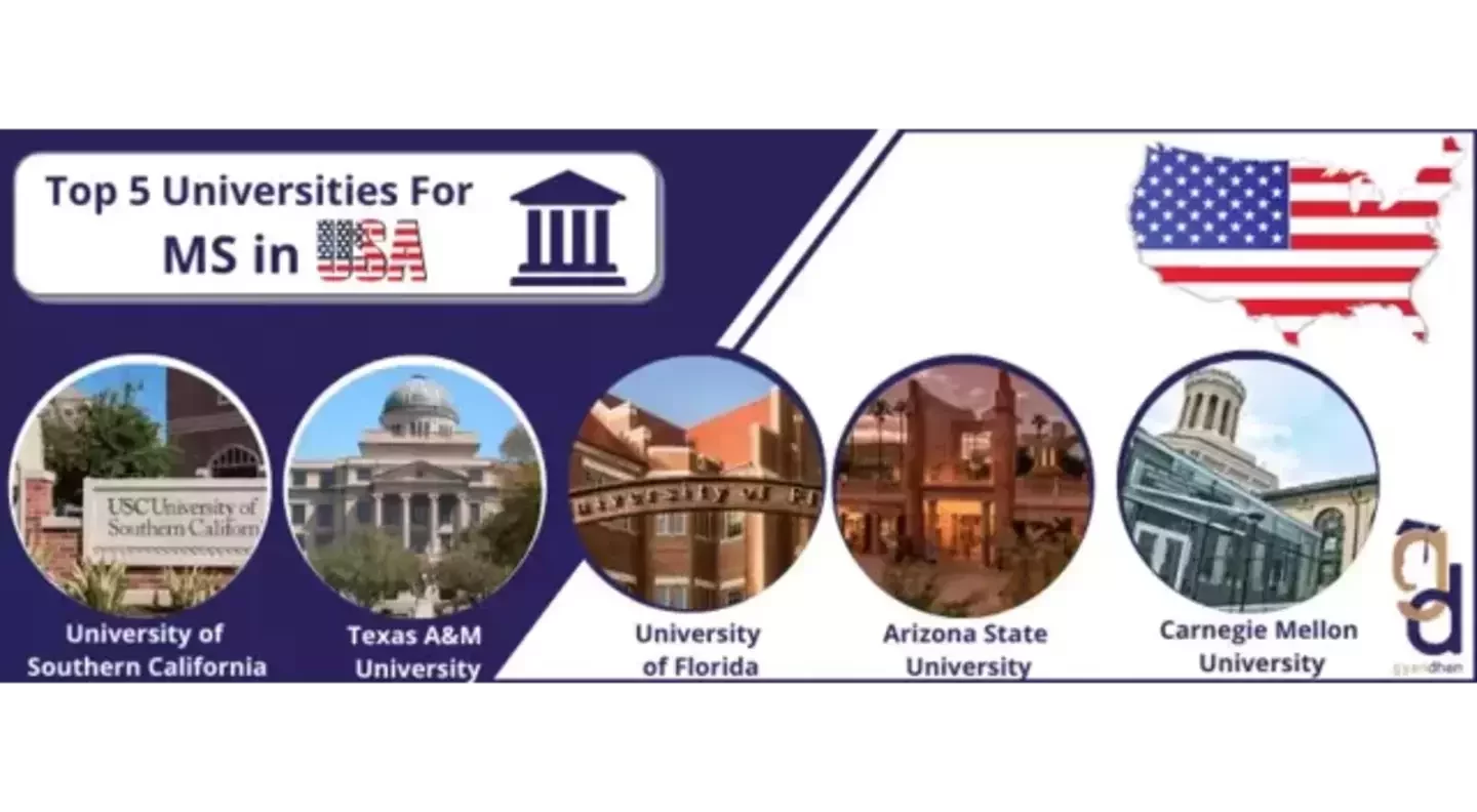 Top 5 Universities For MS in USA
